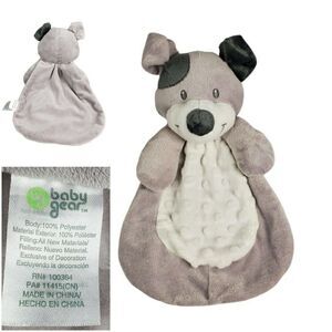 Baby Gear LoveyPuppy Dog Gray Cream Security Baby Blanket Plush Minky Dots 11"